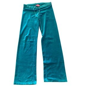 Teal velour Juicy Couture pants.